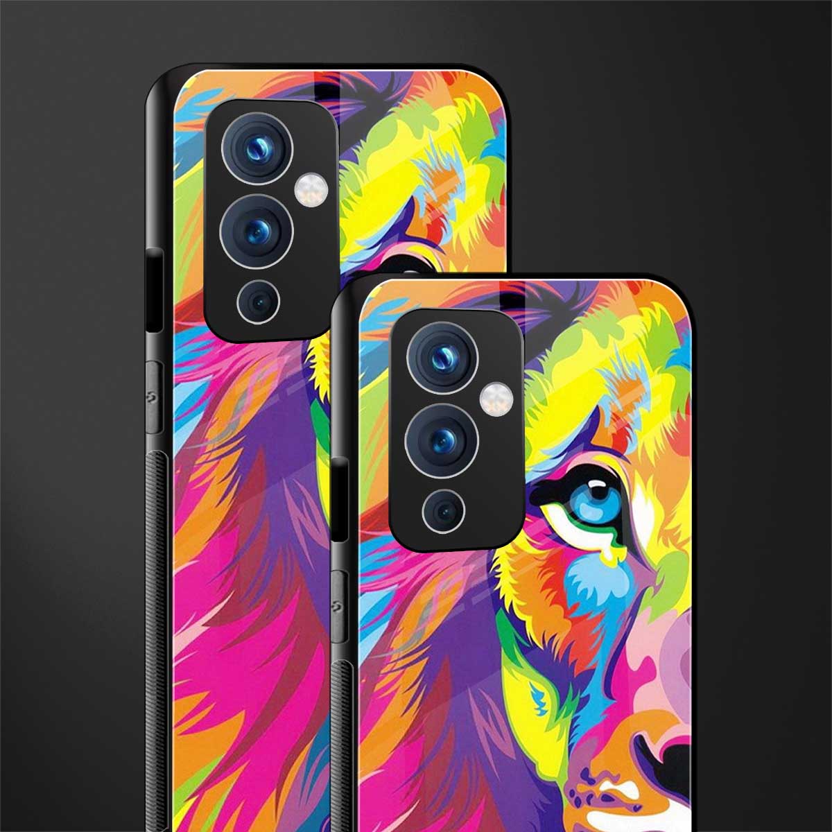 colourful fierce lion back phone cover | glass case for oneplus 9