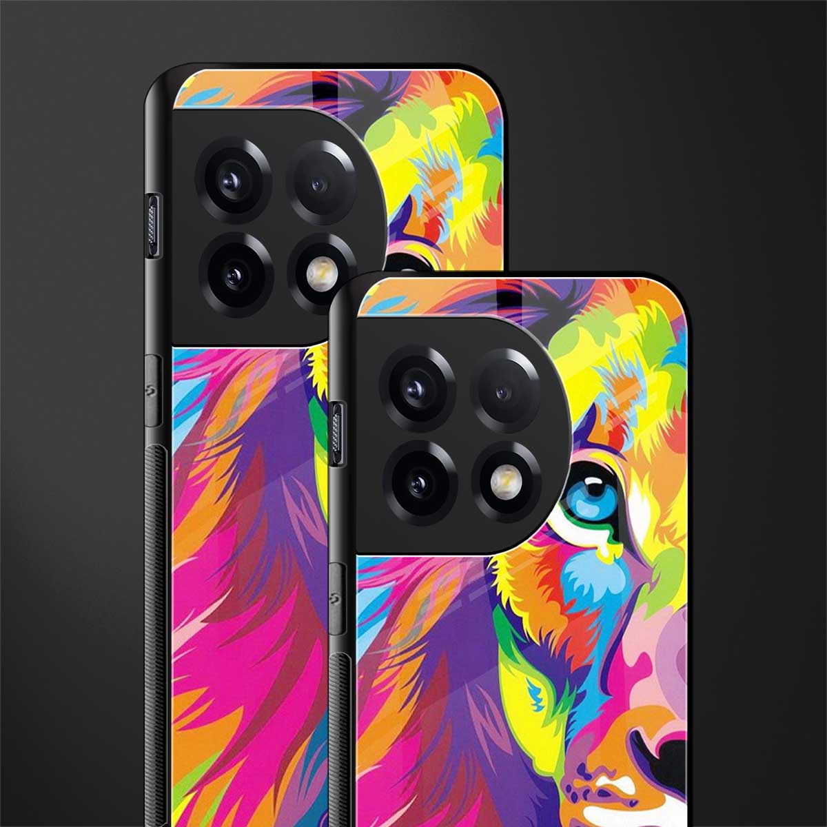 colourful fierce lion back phone cover | glass case for oneplus 11r
