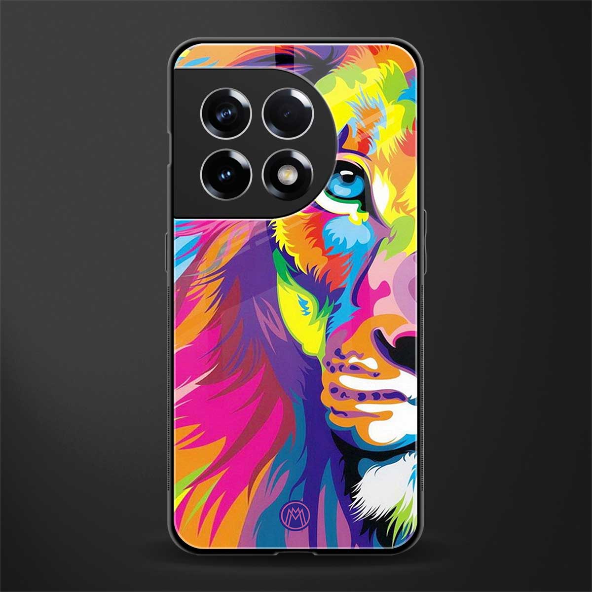 colourful fierce lion back phone cover | glass case for oneplus 11r