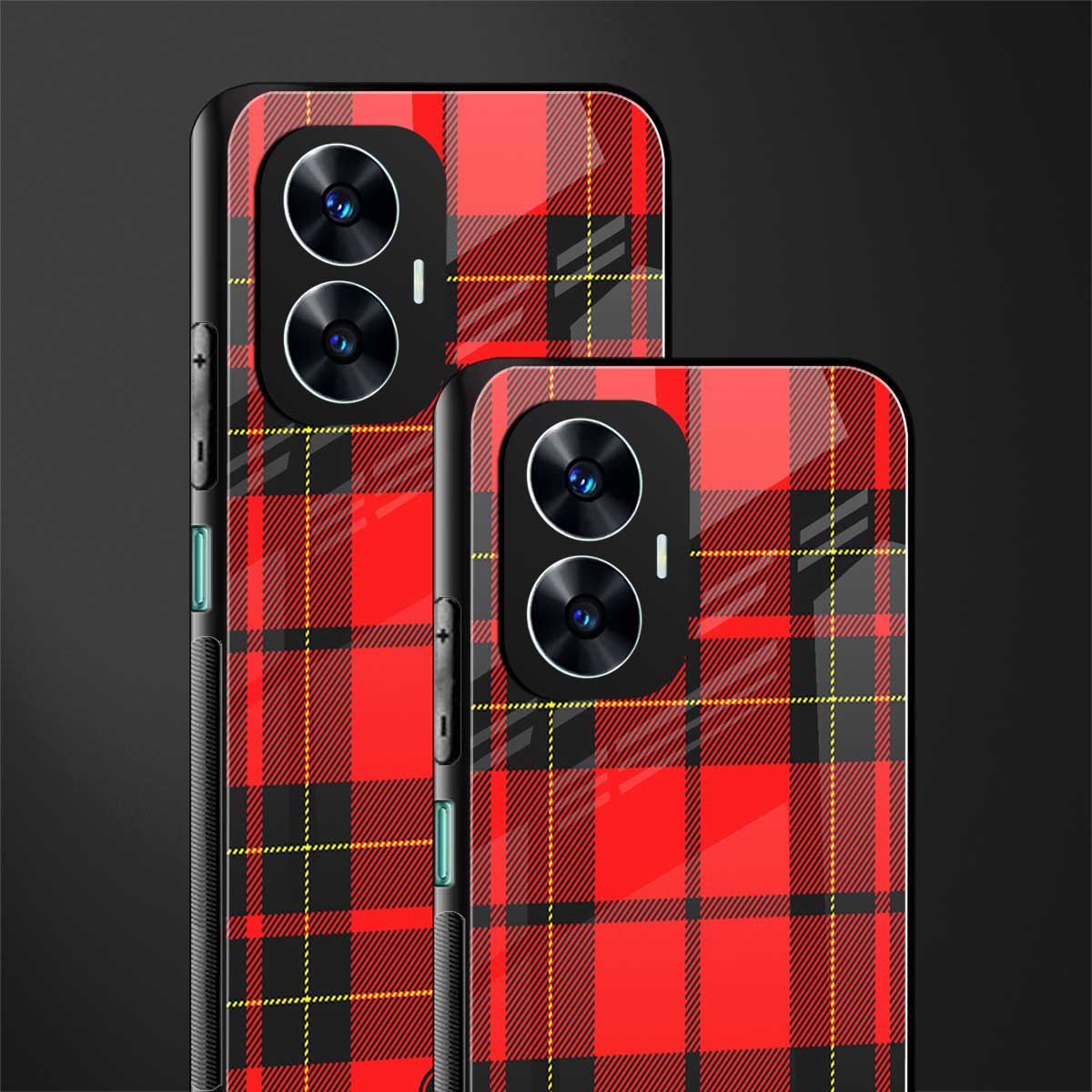cozy red sweater back phone cover | glass case for realme c55