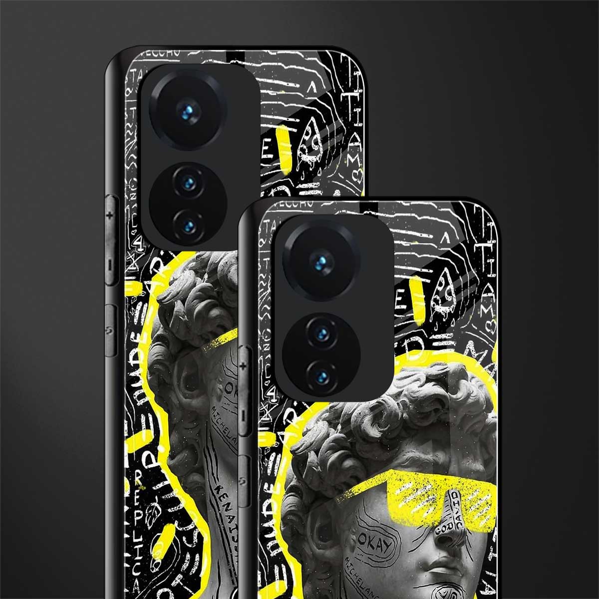 david of michelangelo back phone cover | glass case for vivo t1 44w 4g