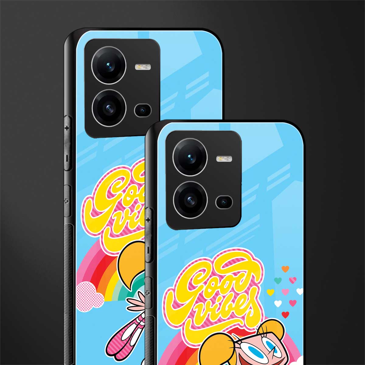 deedee good vibes back phone cover | glass case for vivo v25-5g