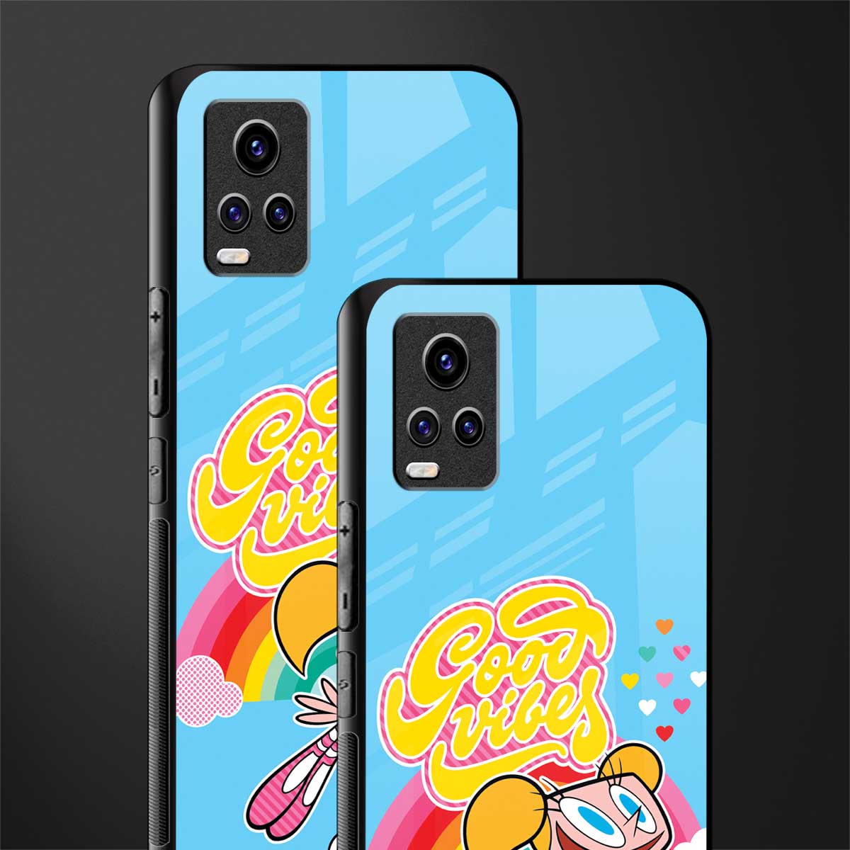 deedee good vibes back phone cover | glass case for vivo v21e 4g