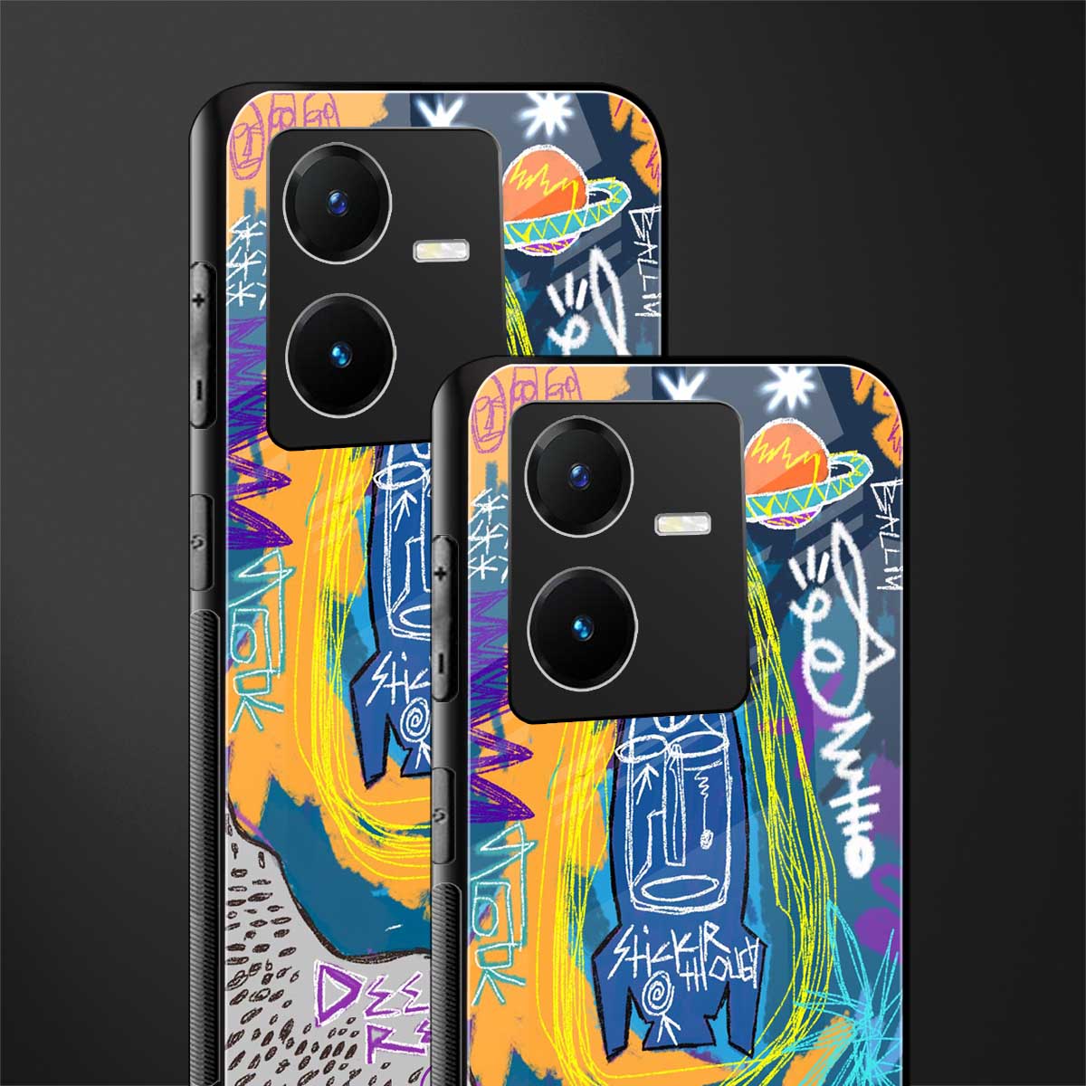 deja vu back phone cover | glass case for vivo y22