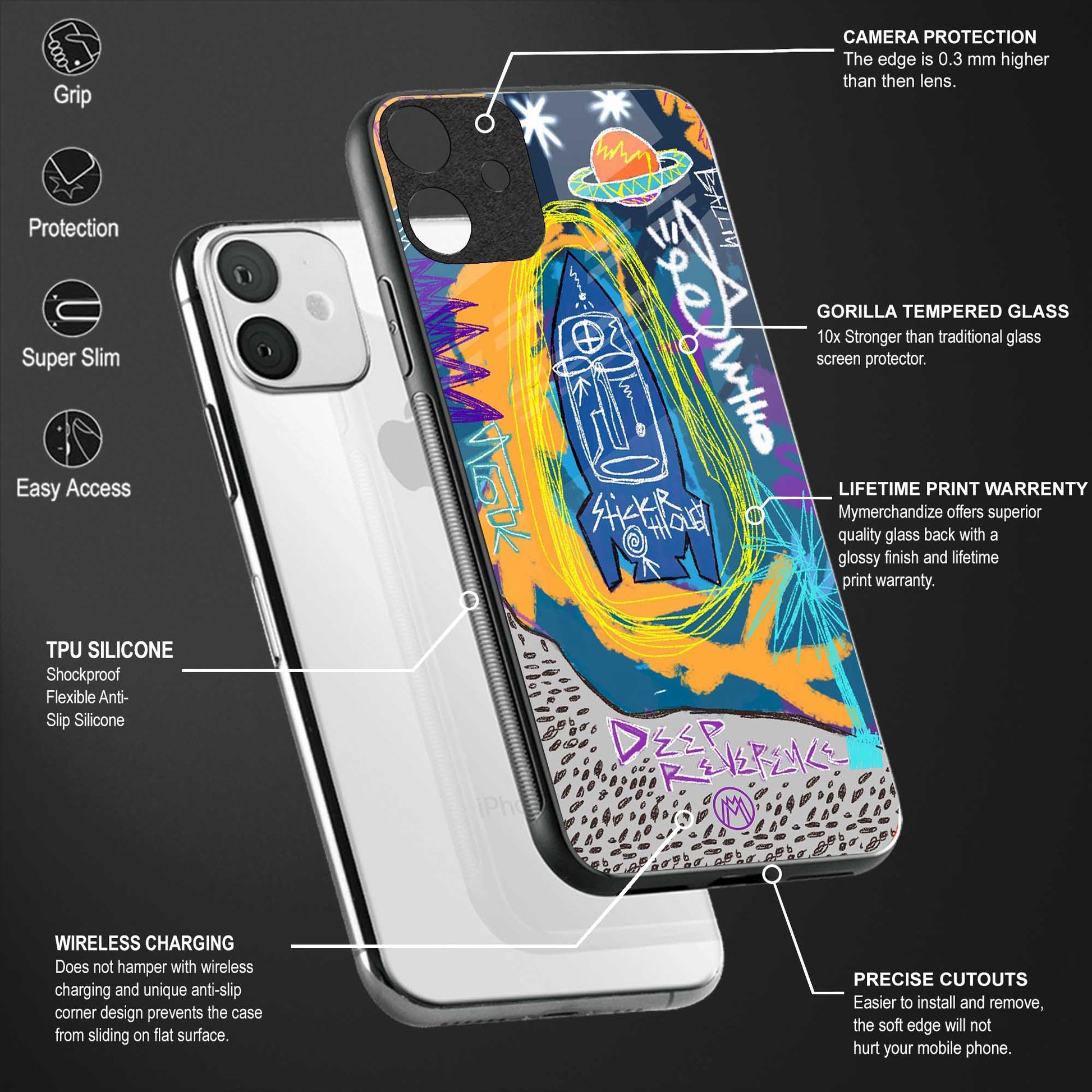 deja vu back phone cover | glass case for vivo v25-5g