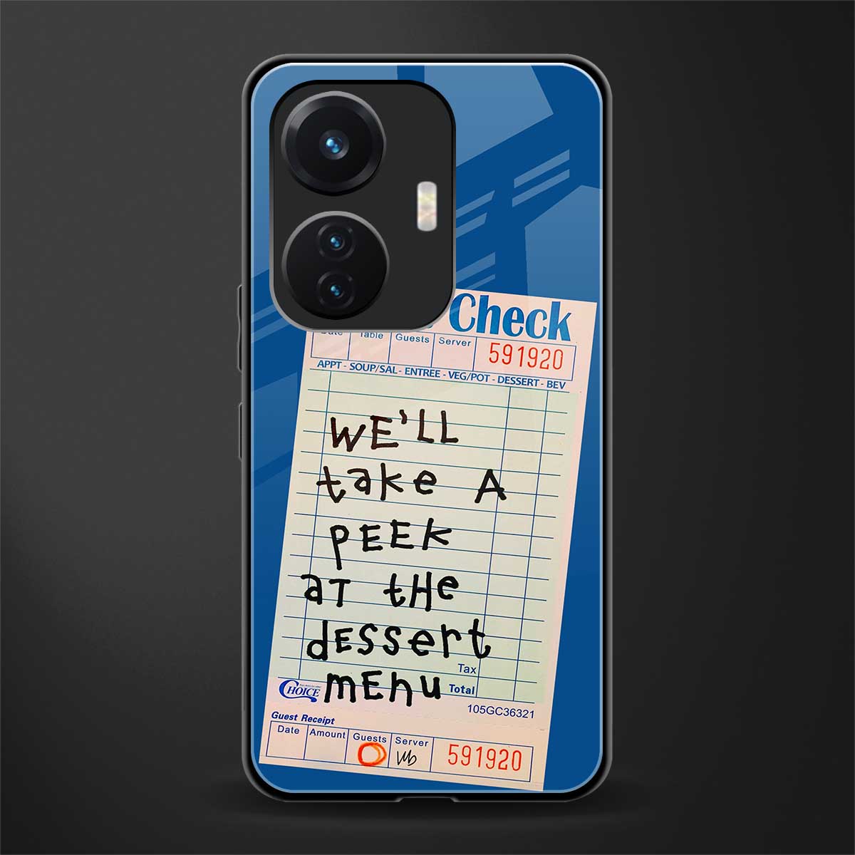 dessert menu back phone cover | glass case for vivo t1 44w 4g