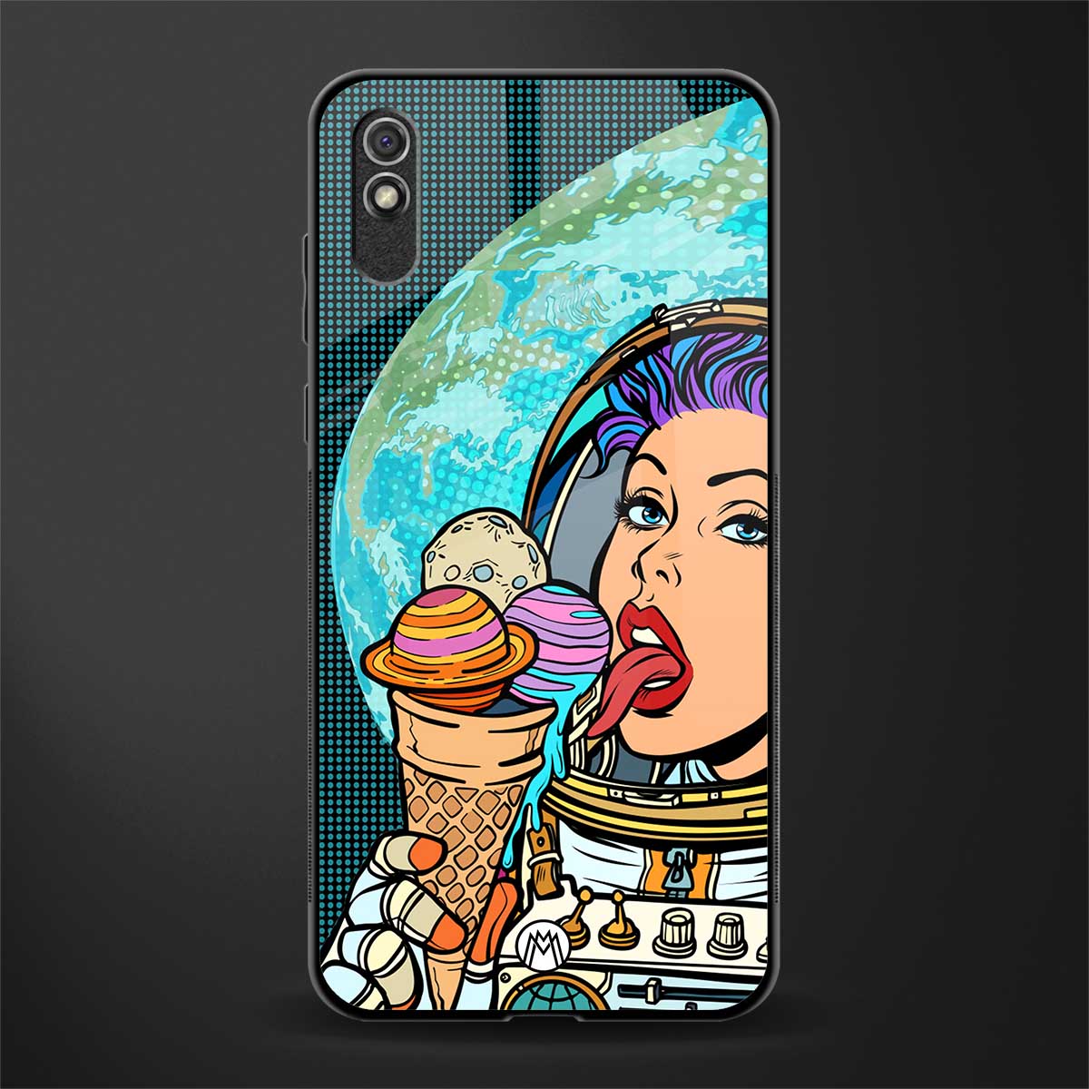 dessert space glass case for redmi 9i image