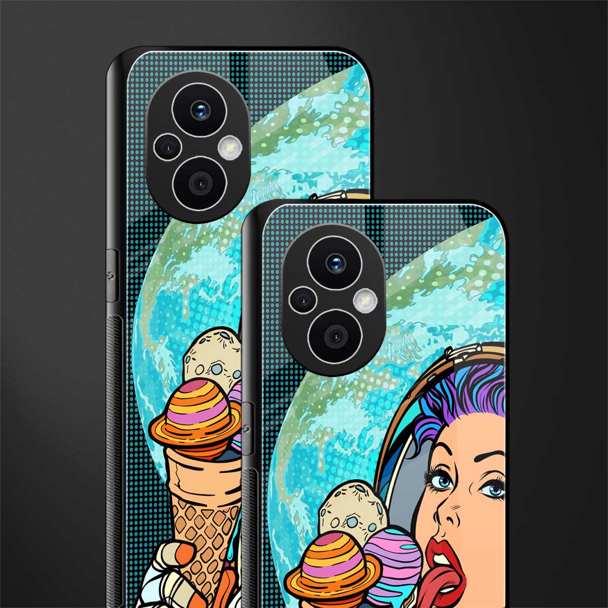 dessert space back phone cover | glass case for oppo f21 pro 5g