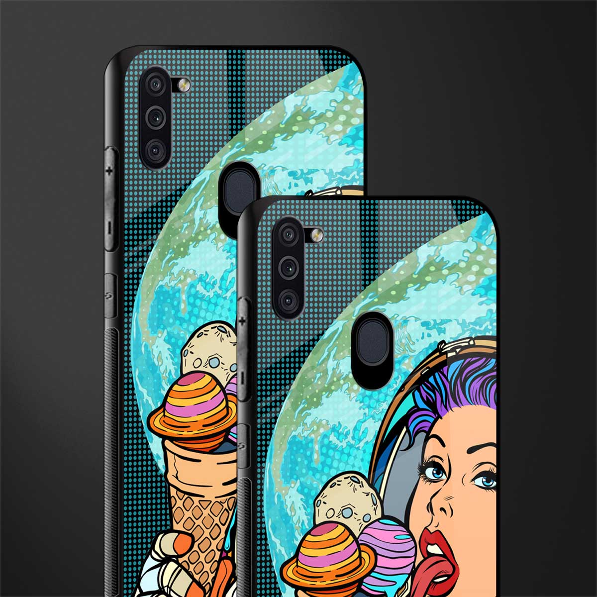 dessert space glass case for samsung a11 image-2