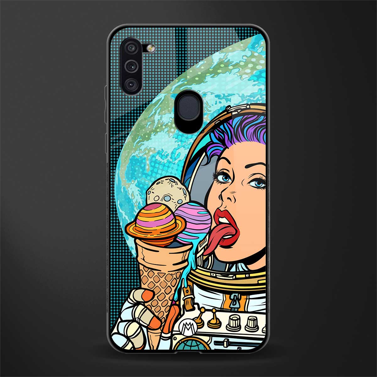 dessert space glass case for samsung a11 image