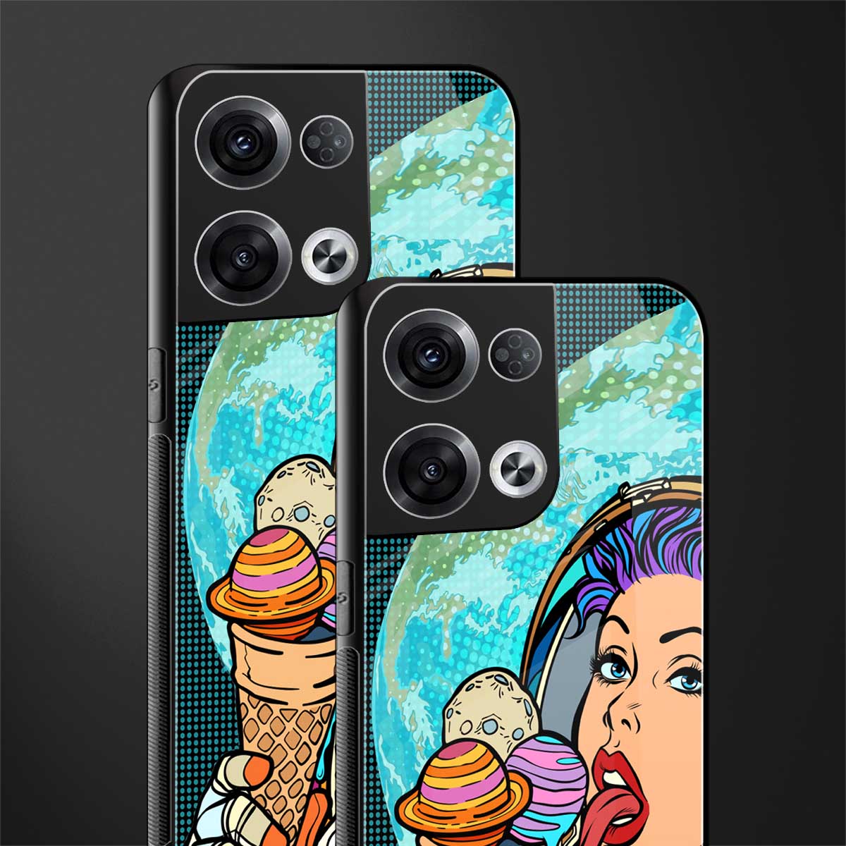 dessert space back phone cover | glass case for oppo reno 8 pro