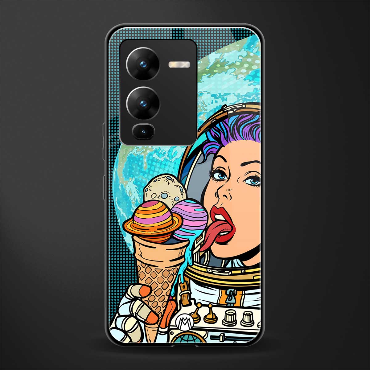 dessert space back phone cover | glass case for vivo v25 pro 5g