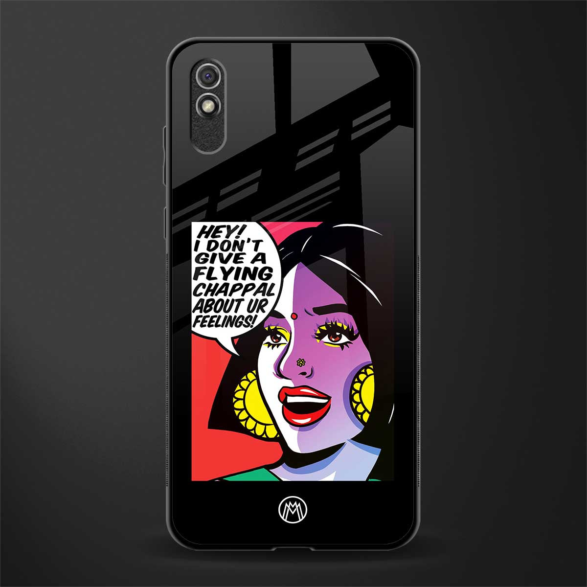 don't give a flying chappal glass case for redmi 9i image