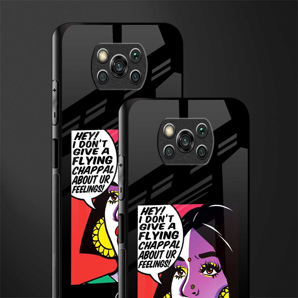 don't give a flying chappal glass case for poco x3 image-2