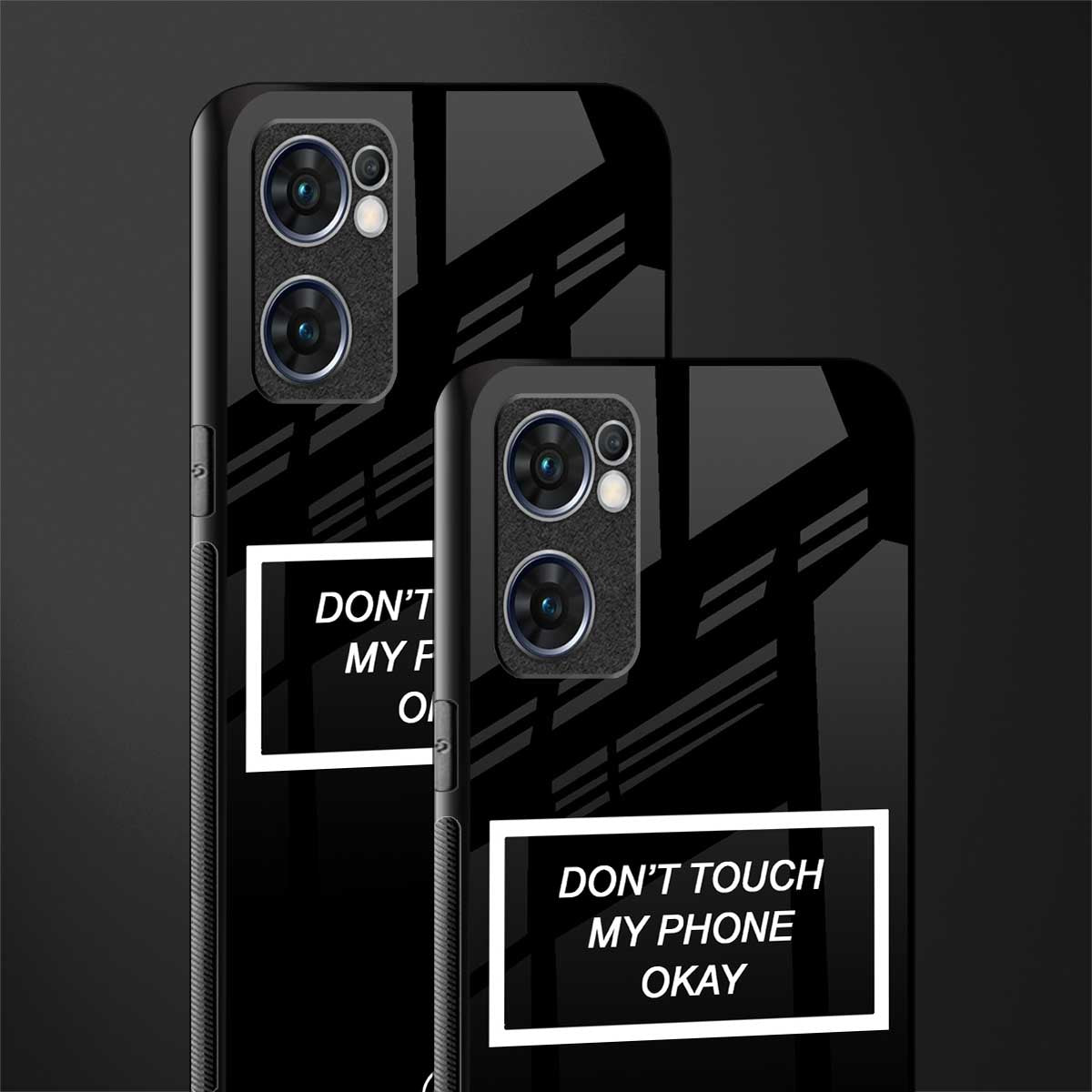 don't touch my phone black glass case for oppo reno7 5g image-2