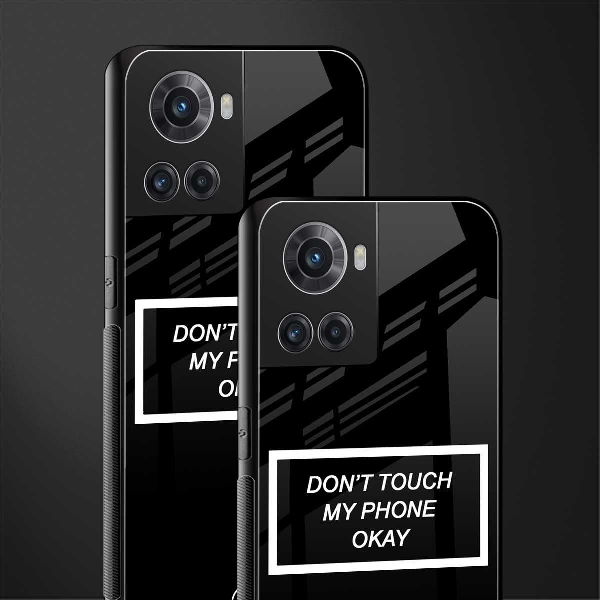don't touch my phone black back phone cover | glass case for oneplus 10r 5g