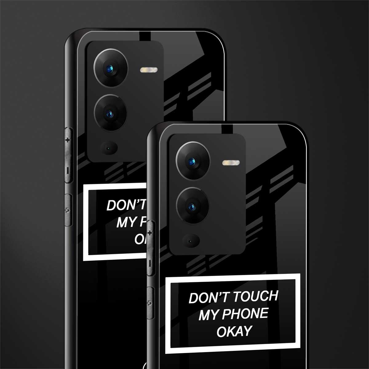 don't touch my phone black back phone cover | glass case for vivo v25 pro 5g