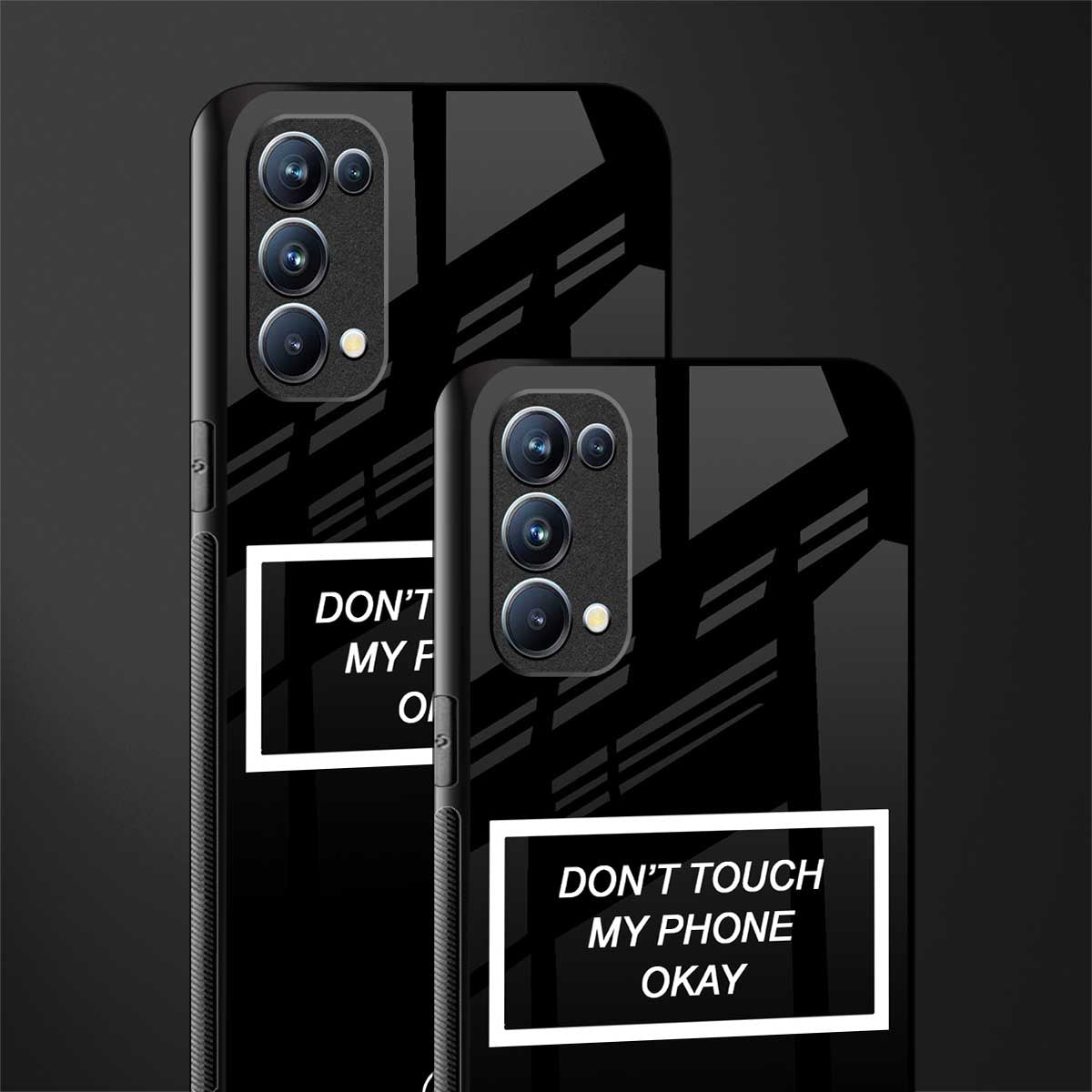 don't touch my phone black back phone cover | glass case for oppo reno 5