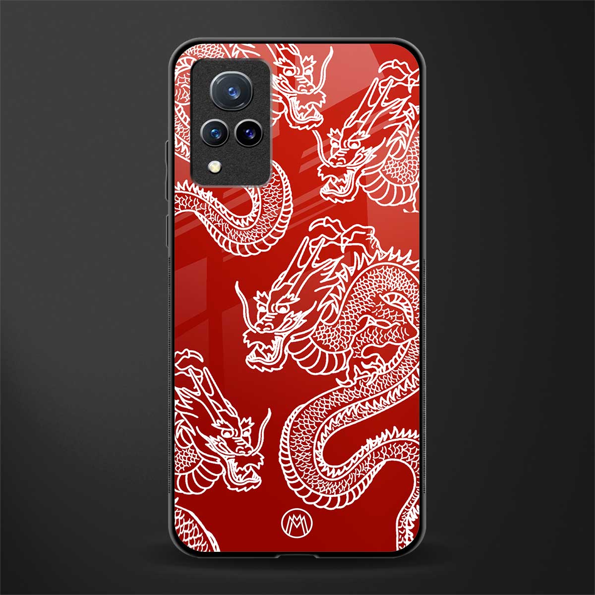 dragons red glass case for vivo v21 5g image