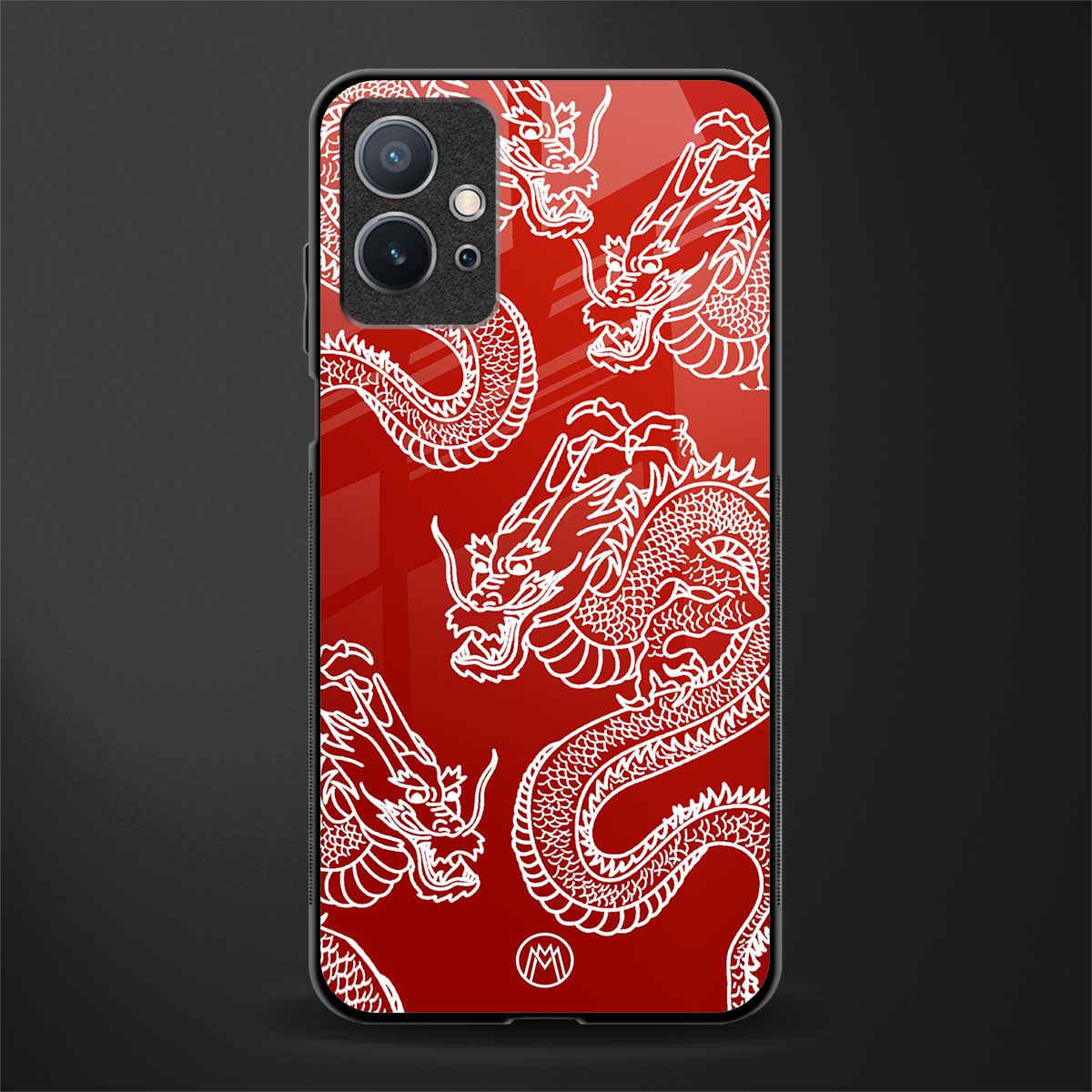 dragons red glass case for vivo y75 5g image