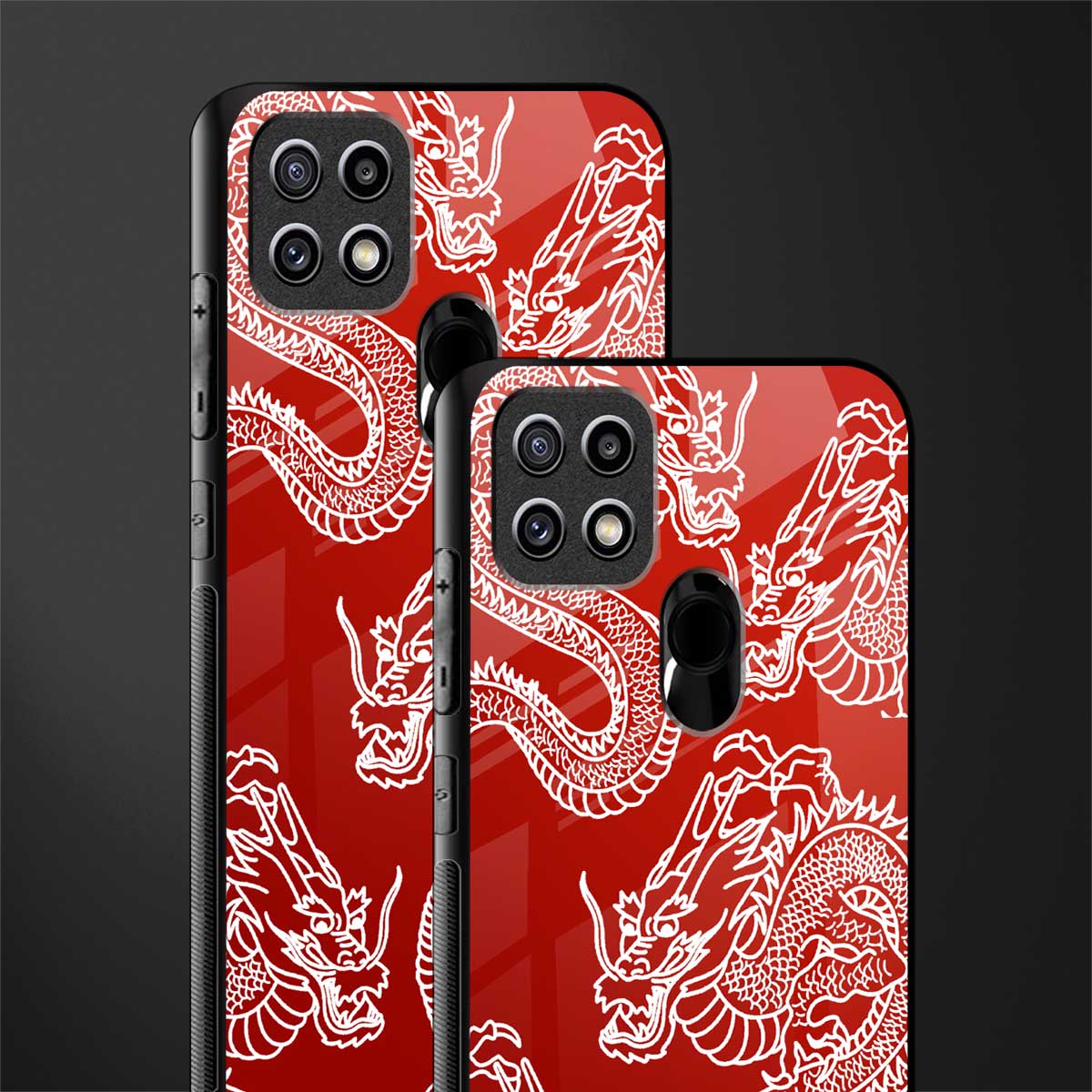 dragons red glass case for oppo a15s image-2