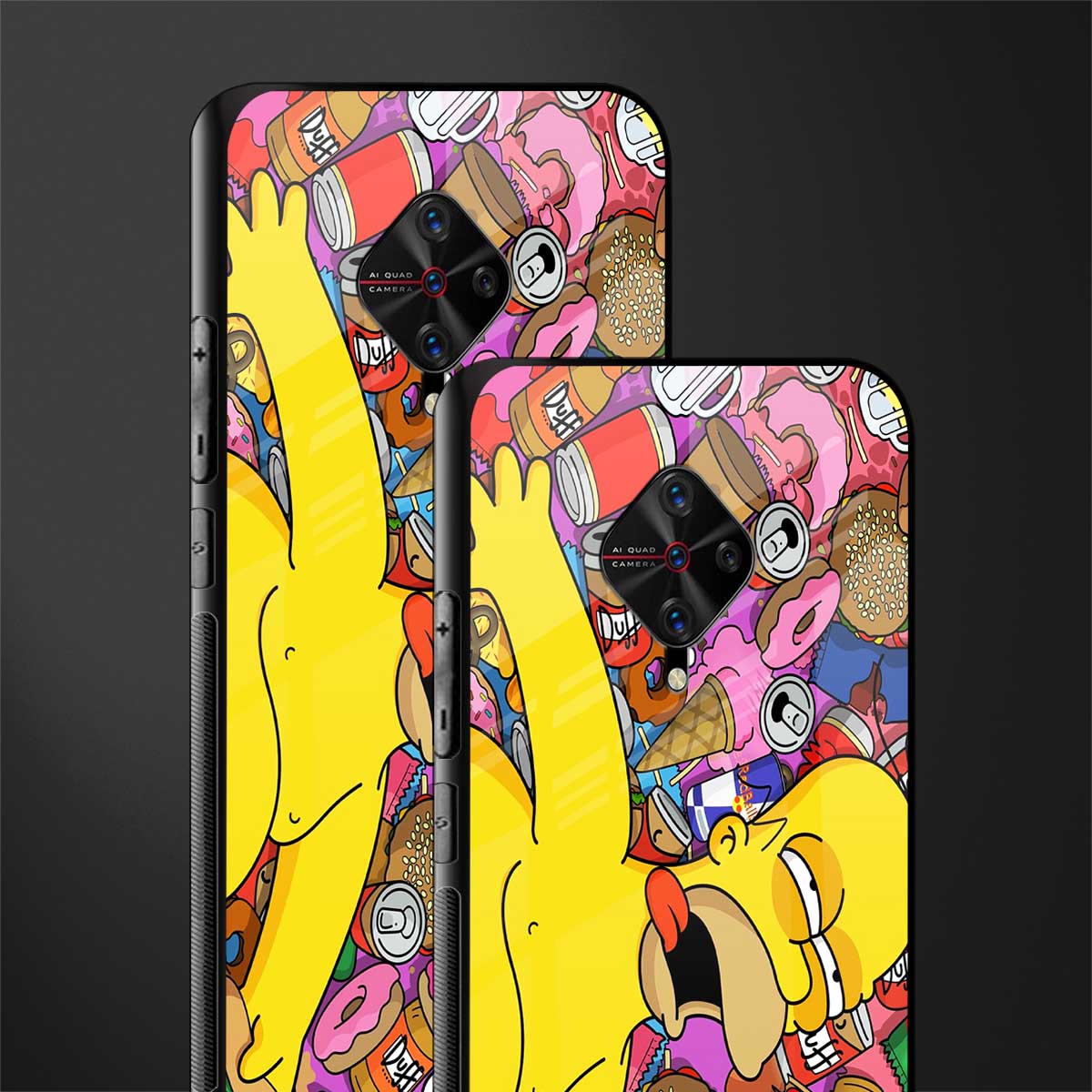 drunk homer simpsons glass case for vivo s1 pro image-2