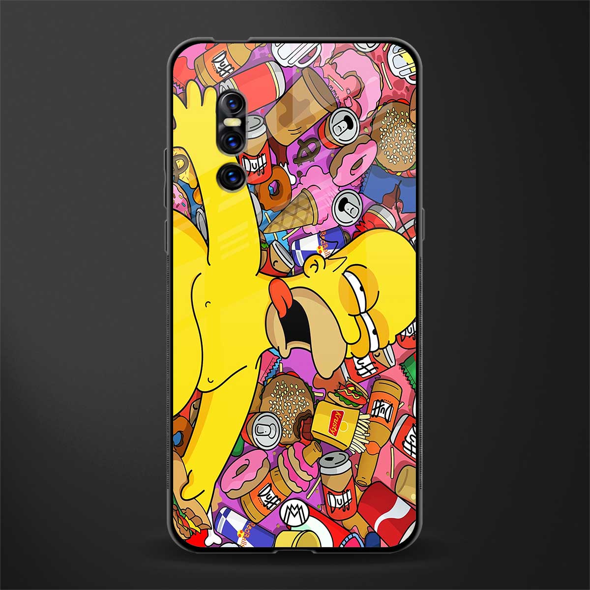 drunk homer simpsons glass case for vivo v15 pro image
