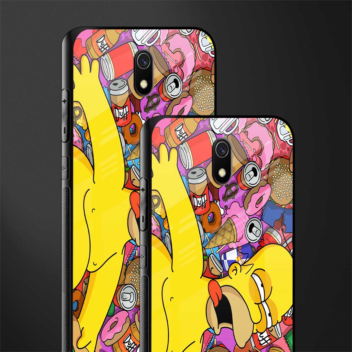 drunk homer simpsons glass case for redmi 8a image-2