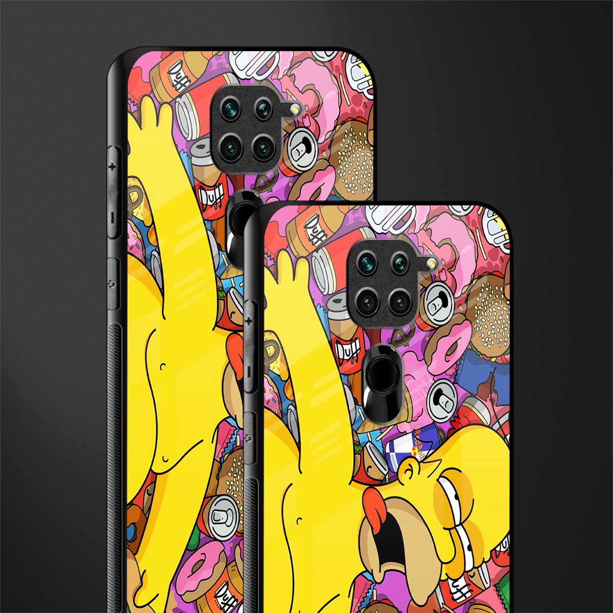 drunk homer simpsons glass case for redmi note 9 image-2