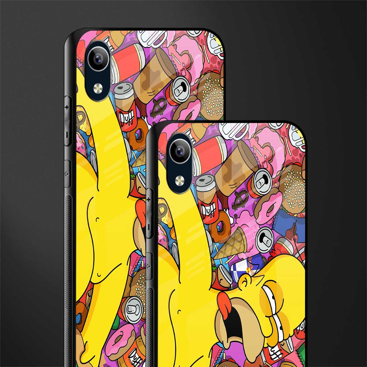 drunk homer simpsons glass case for vivo y1s without fingerprint image-2