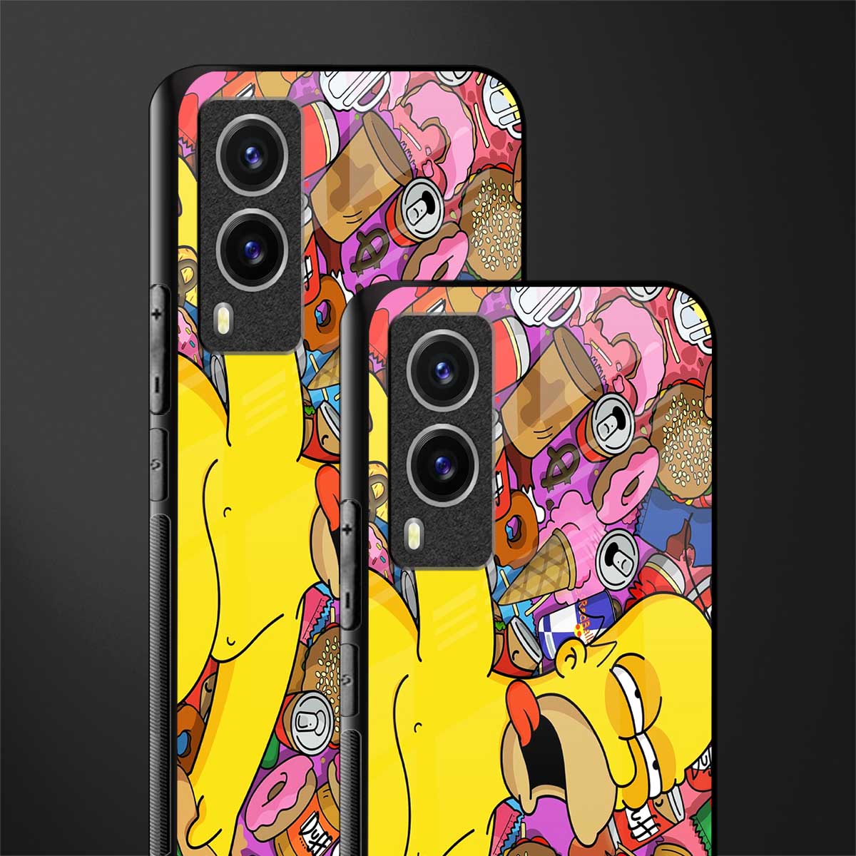 drunk homer simpsons glass case for vivo v21e 5g image-2