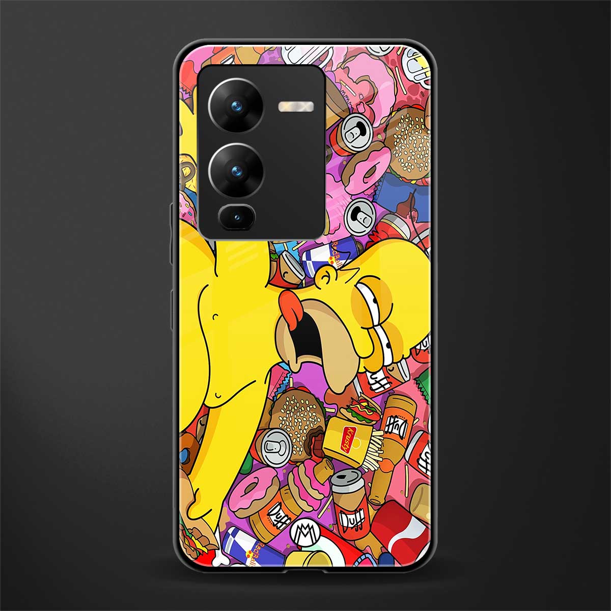 drunk homer simpsons back phone cover | glass case for vivo v25 pro 5g