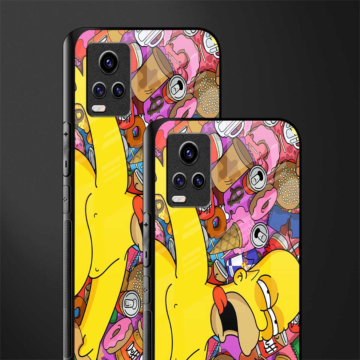 drunk homer simpsons back phone cover | glass case for vivo v21e 4g