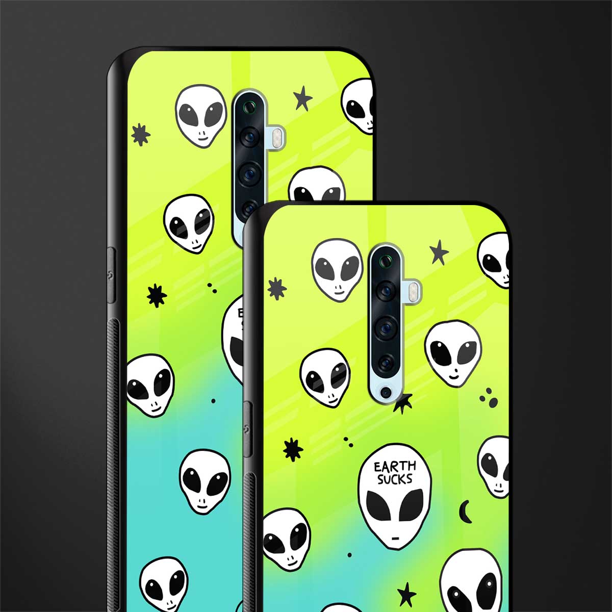 earth sucks neon edition glass case for oppo reno 2z image-2