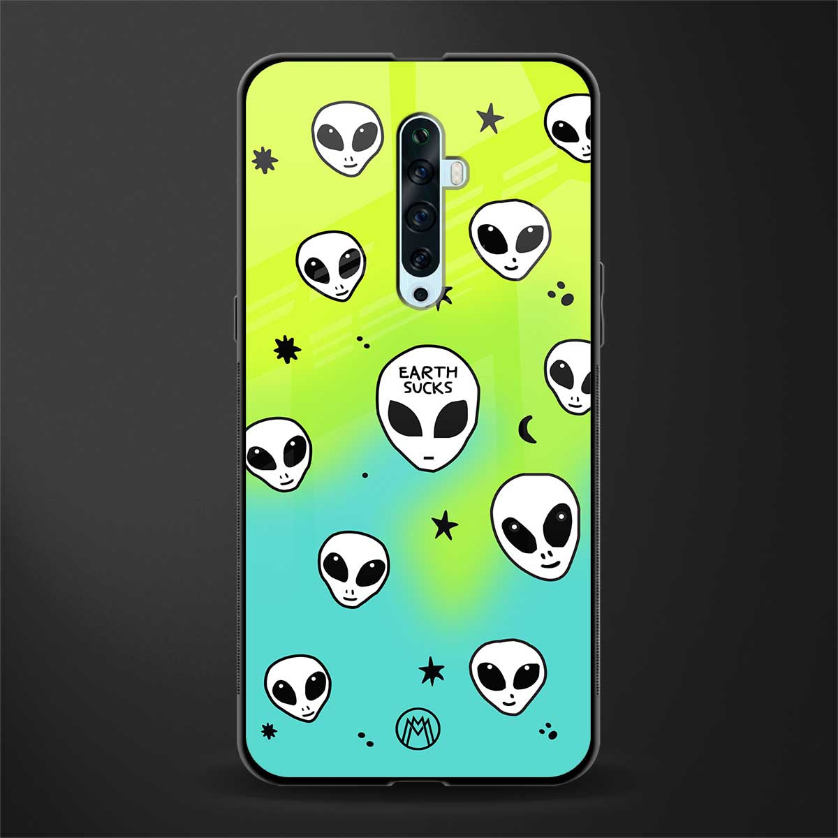 earth sucks neon edition glass case for oppo reno 2f image
