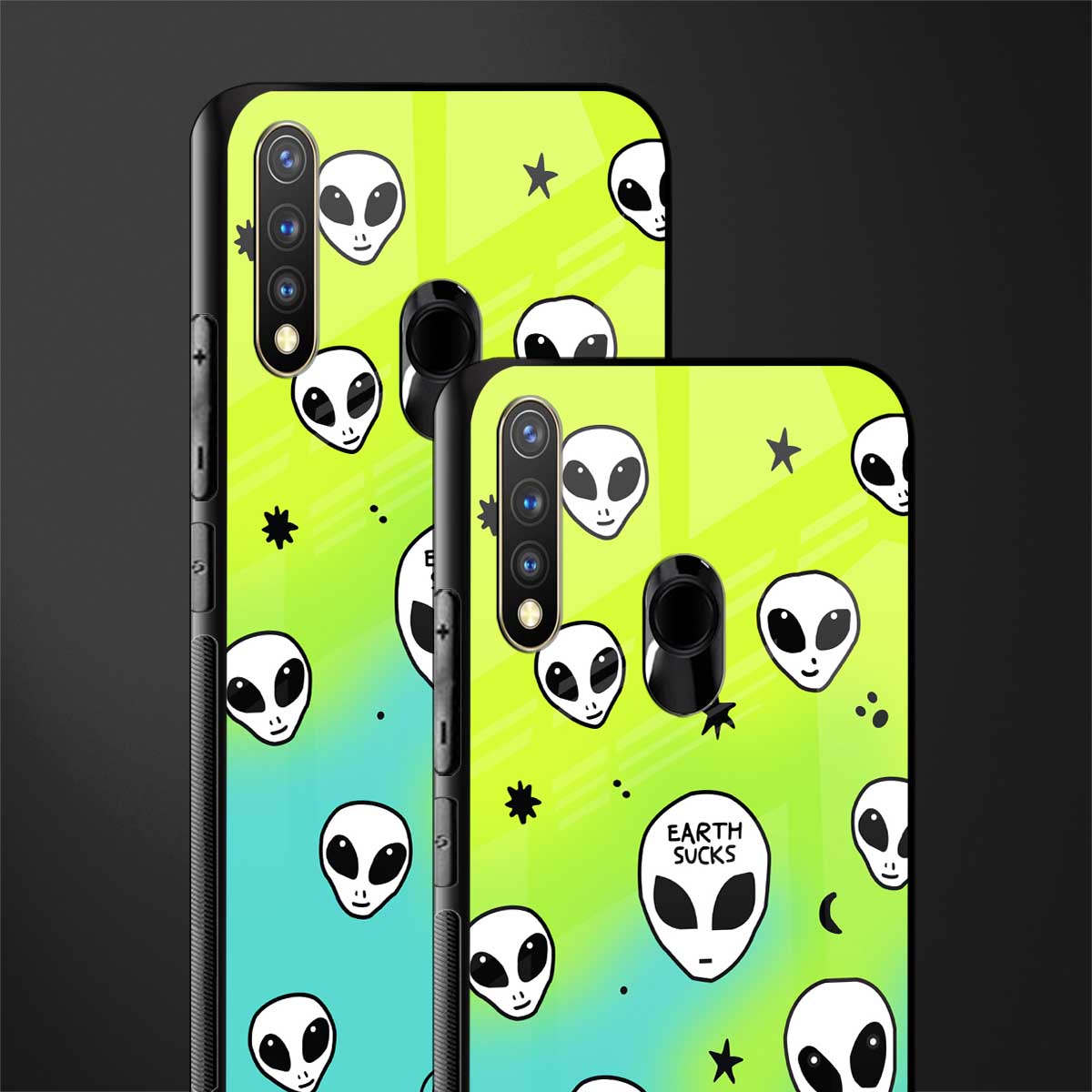 earth sucks neon edition glass case for vivo u20 image-2