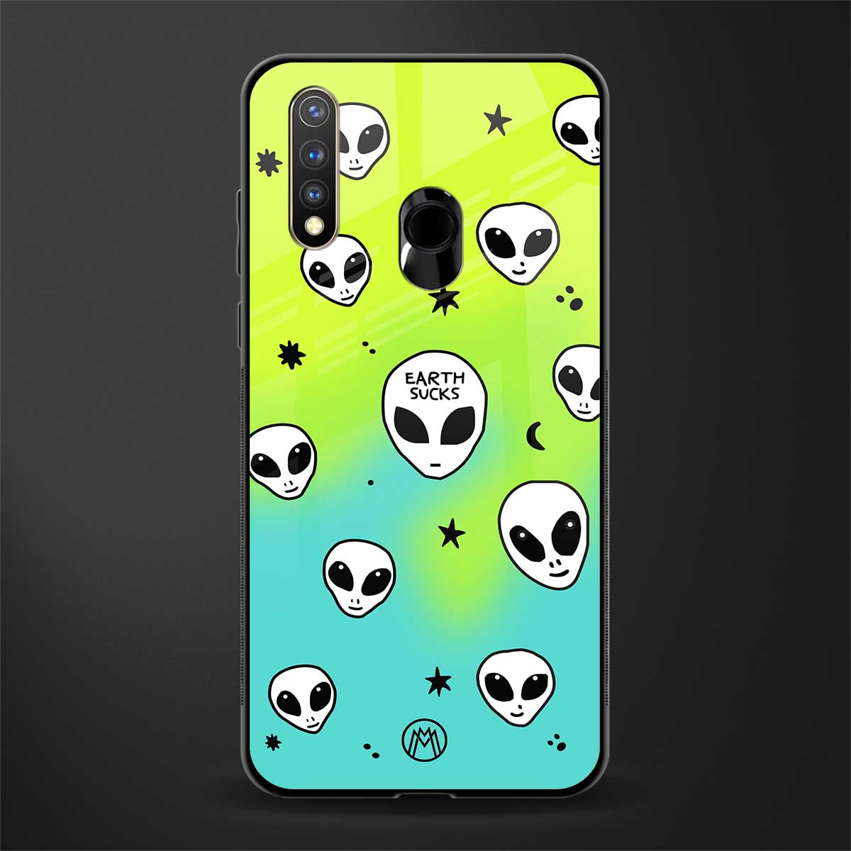 earth sucks neon edition glass case for vivo u20 image