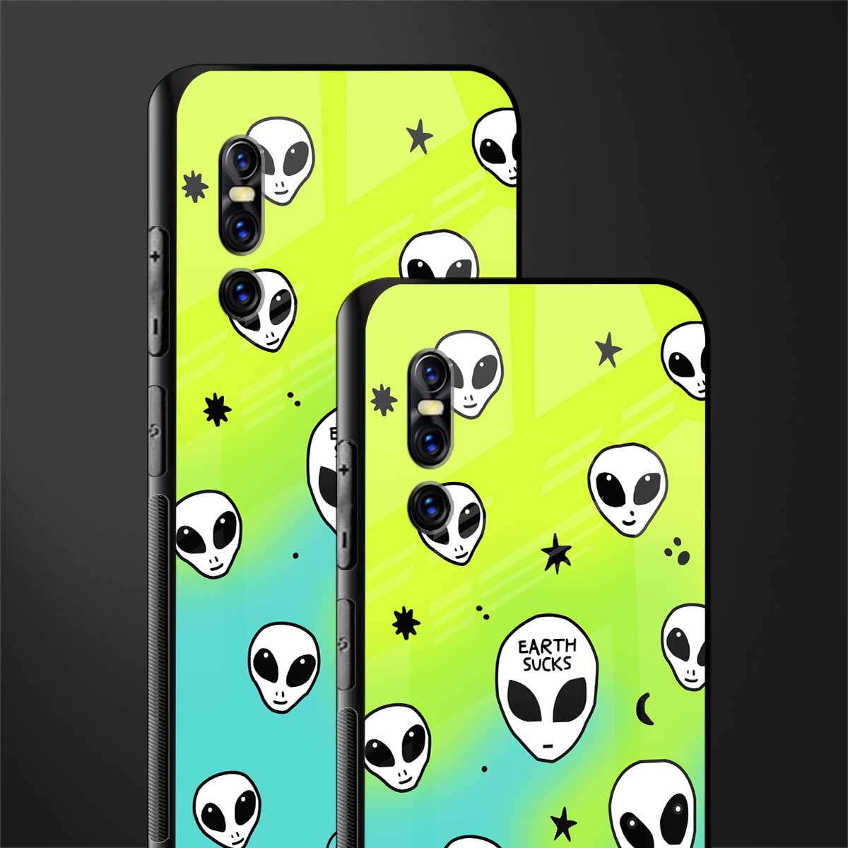 earth sucks neon edition glass case for vivo v15 pro image-2