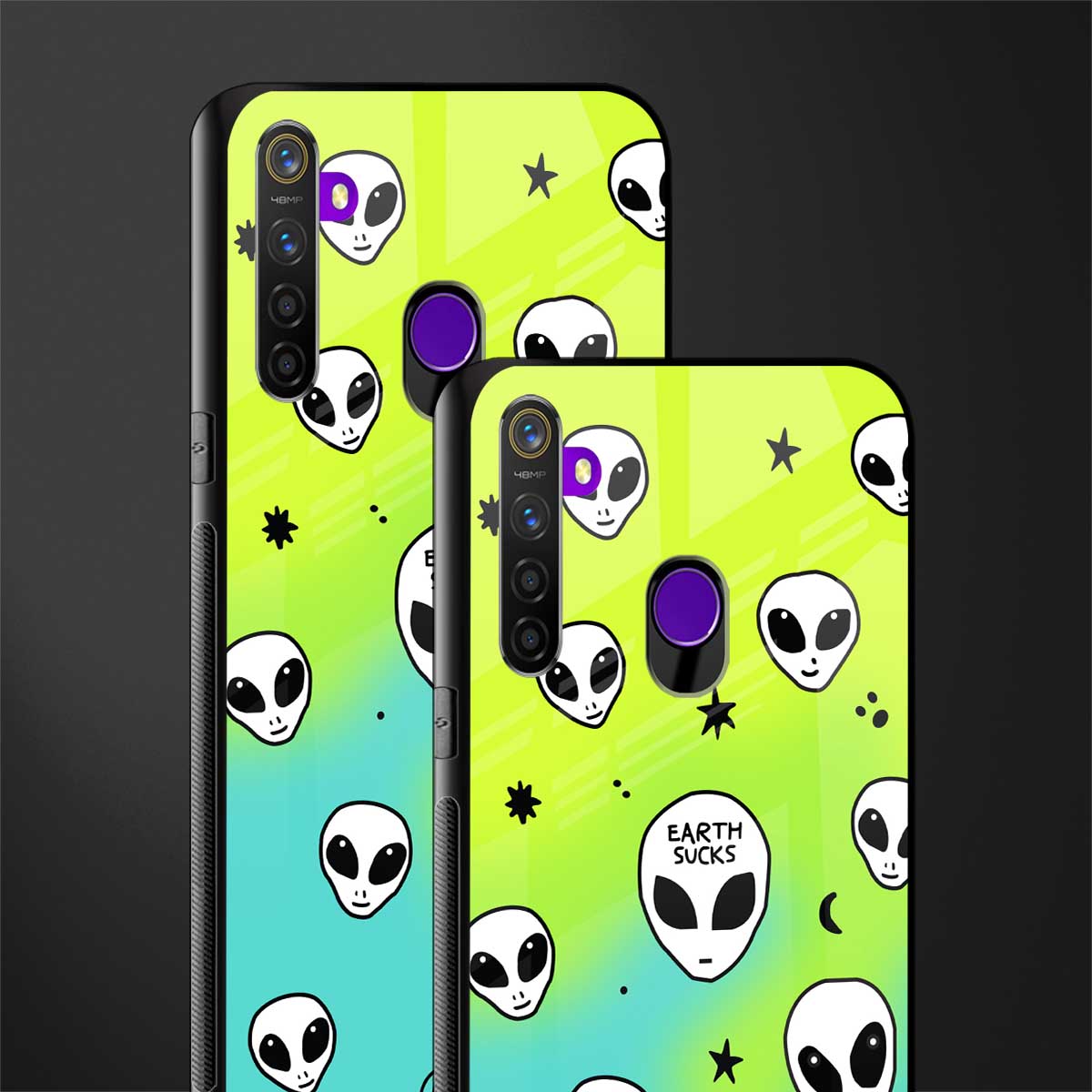 earth sucks neon edition glass case for realme 5s image-2