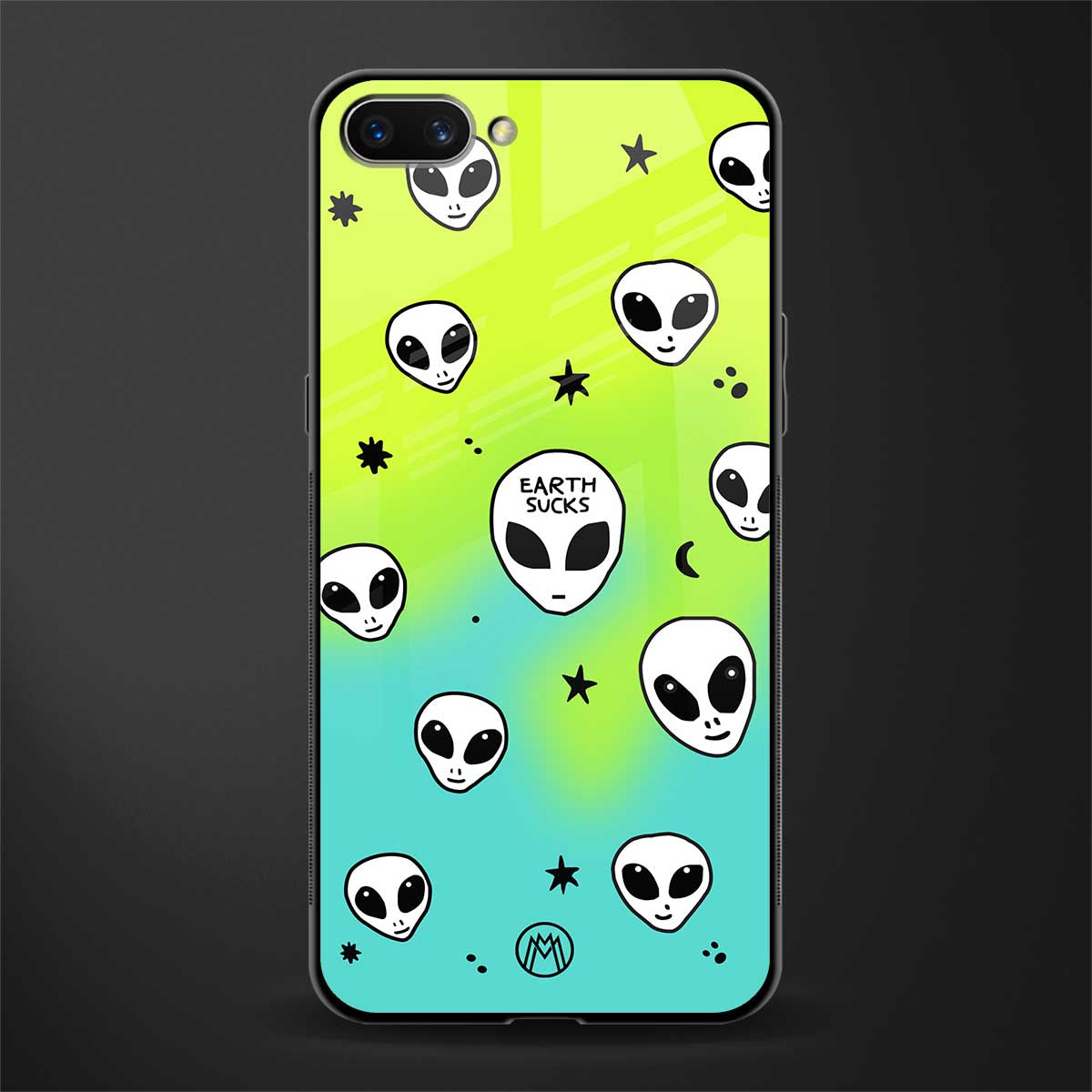earth sucks neon edition glass case for realme c1 image