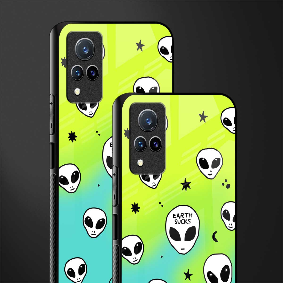 earth sucks neon edition glass case for vivo v21 5g image-2