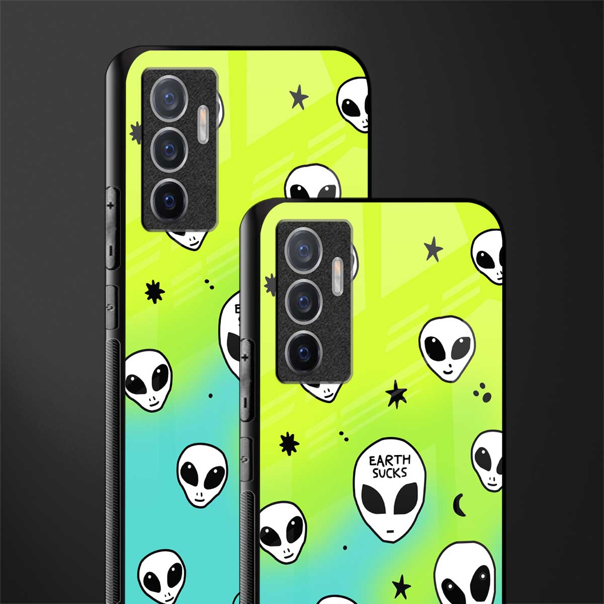 earth sucks neon edition glass case for vivo v23e image-2