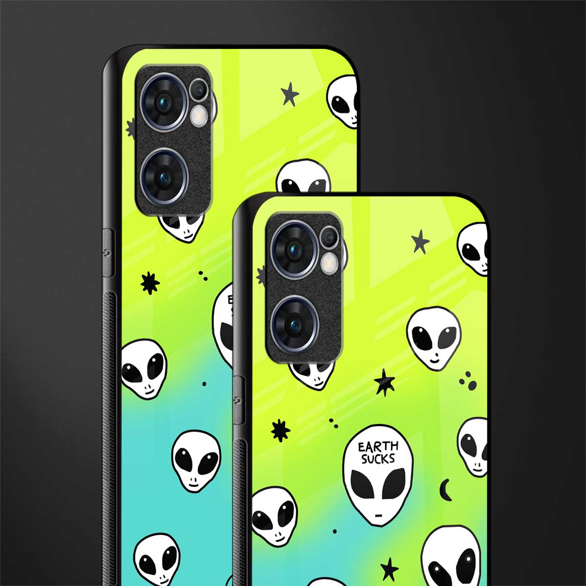 earth sucks neon edition glass case for oppo reno7 5g image-2