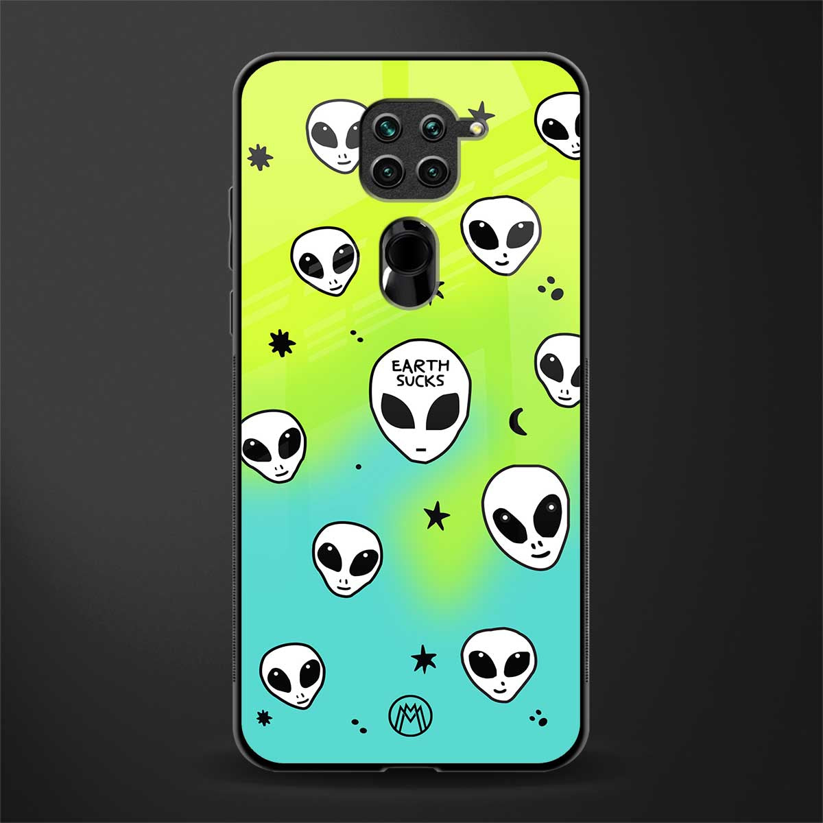 earth sucks neon edition glass case for redmi note 9 image