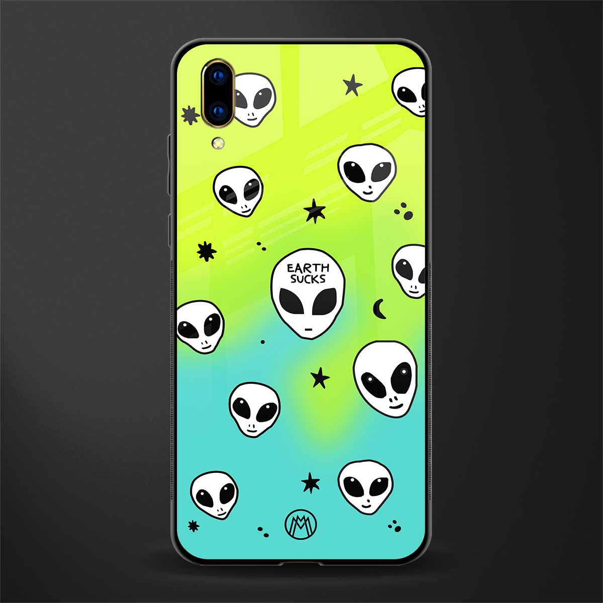 earth sucks neon edition glass case for vivo v11 pro image