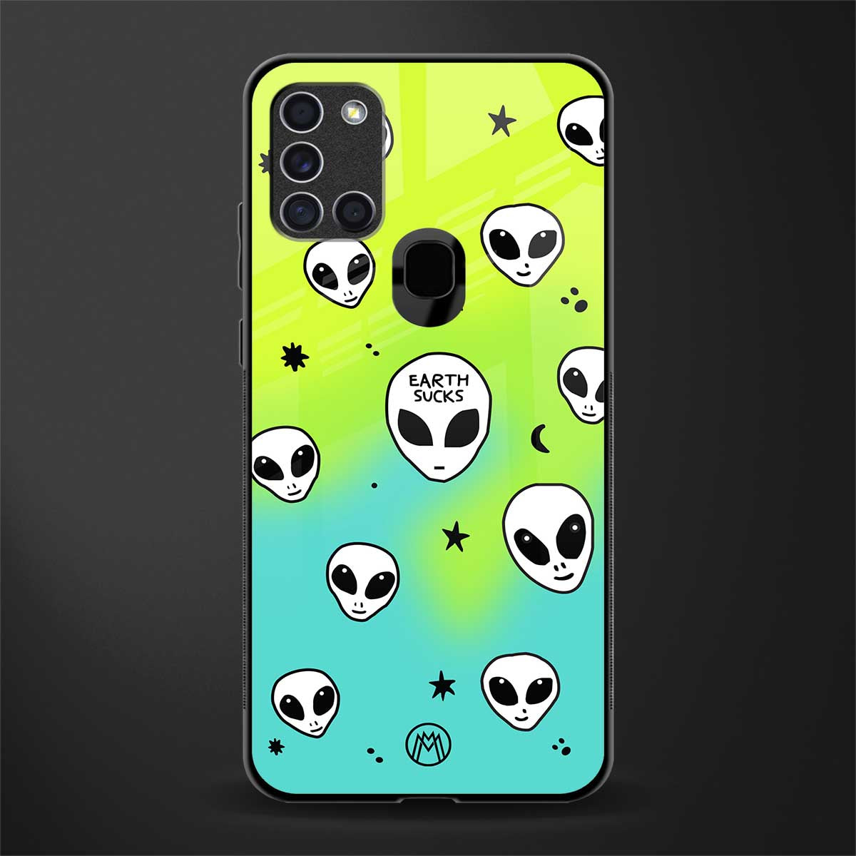 earth sucks neon edition glass case for samsung galaxy a21s image