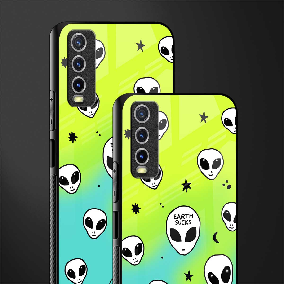 earth sucks neon edition glass case for vivo y20 image-2