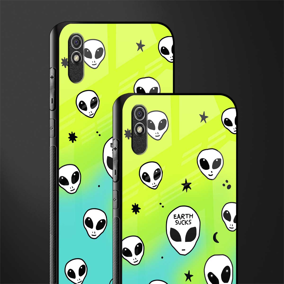 earth sucks neon edition glass case for redmi 9a image-2