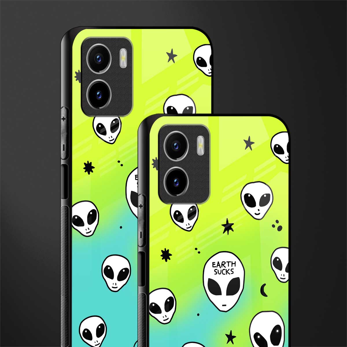 earth sucks neon edition glass case for vivo y15s image-2