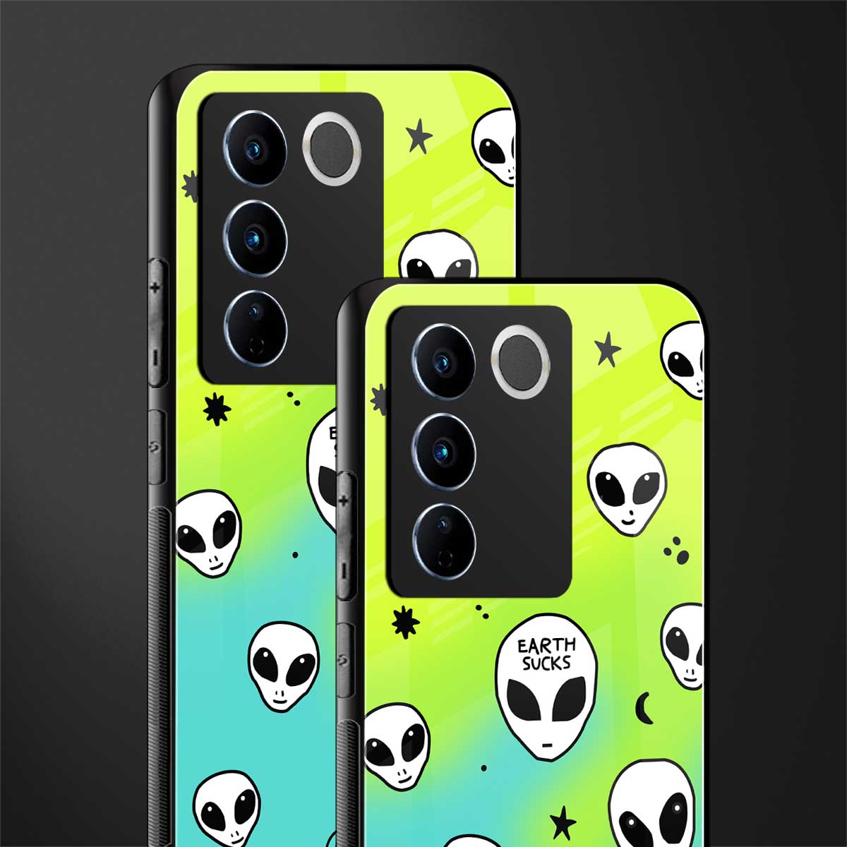 earth sucks neon edition back phone cover | glass case for vivo v27 pro 5g